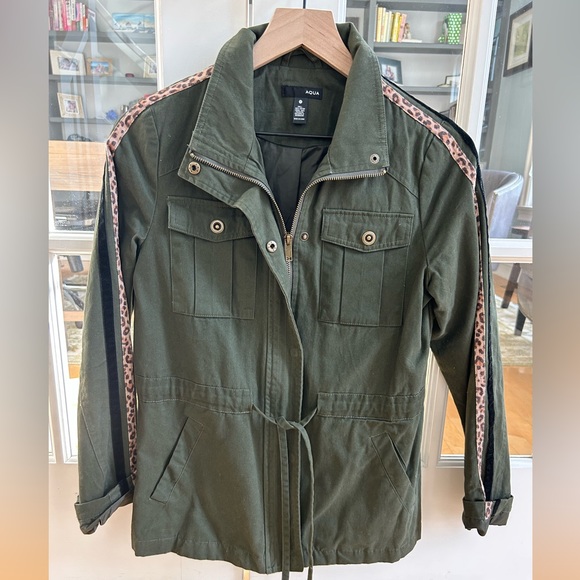 Aqua Jackets & Blazers - Aqua Army Green Jacket with Sleeve Detail